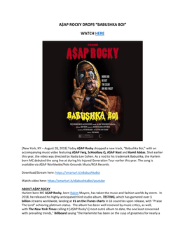 A$Ap Rocky Drops “Babushka Boi” Watch Here