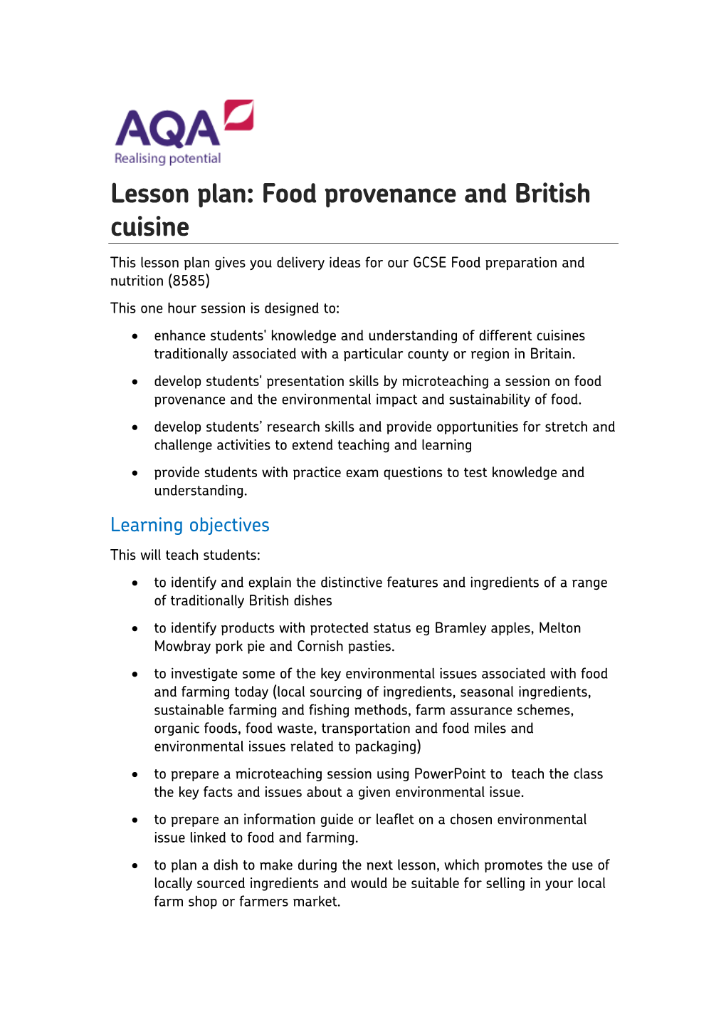 Food Provenance and British Cuisine