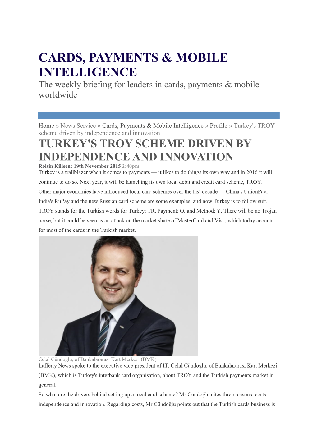 Cards, Payments & Mobile Intelligence