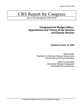 RL31880: Congressional Budget Office