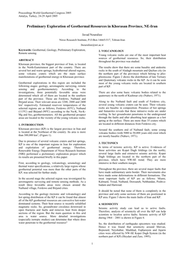 Preliminary Exploration of Geothermal Resources in Khorasan Province, NE-Iran