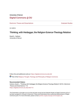 Thinking, with Heidegger, the Religion-Science-Theology Relation
