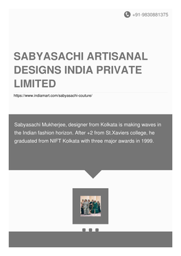 Sabyasachi Artisanal Designs India Private Limited