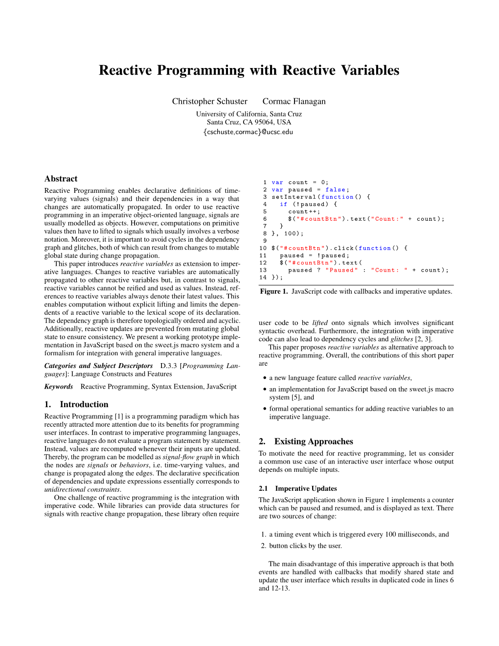 Reactive Programming with Reactive Variables