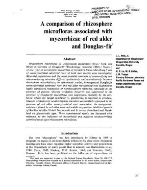 A Comparison of Rhizosphere Microfloras Associated with Mycorrhizae of Red Alder and Douglas-Fir�