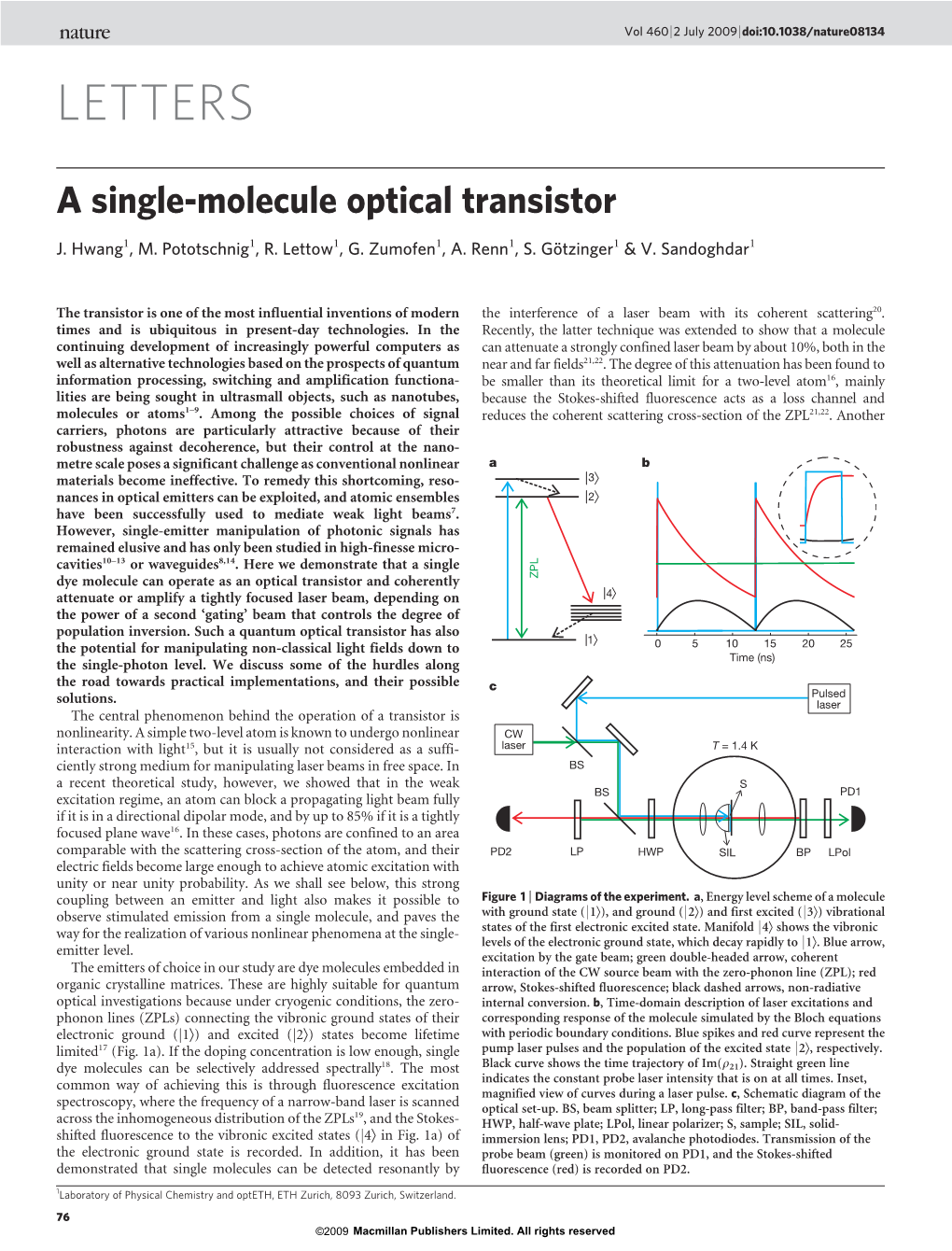 A Single-Molecule Optical Transistor