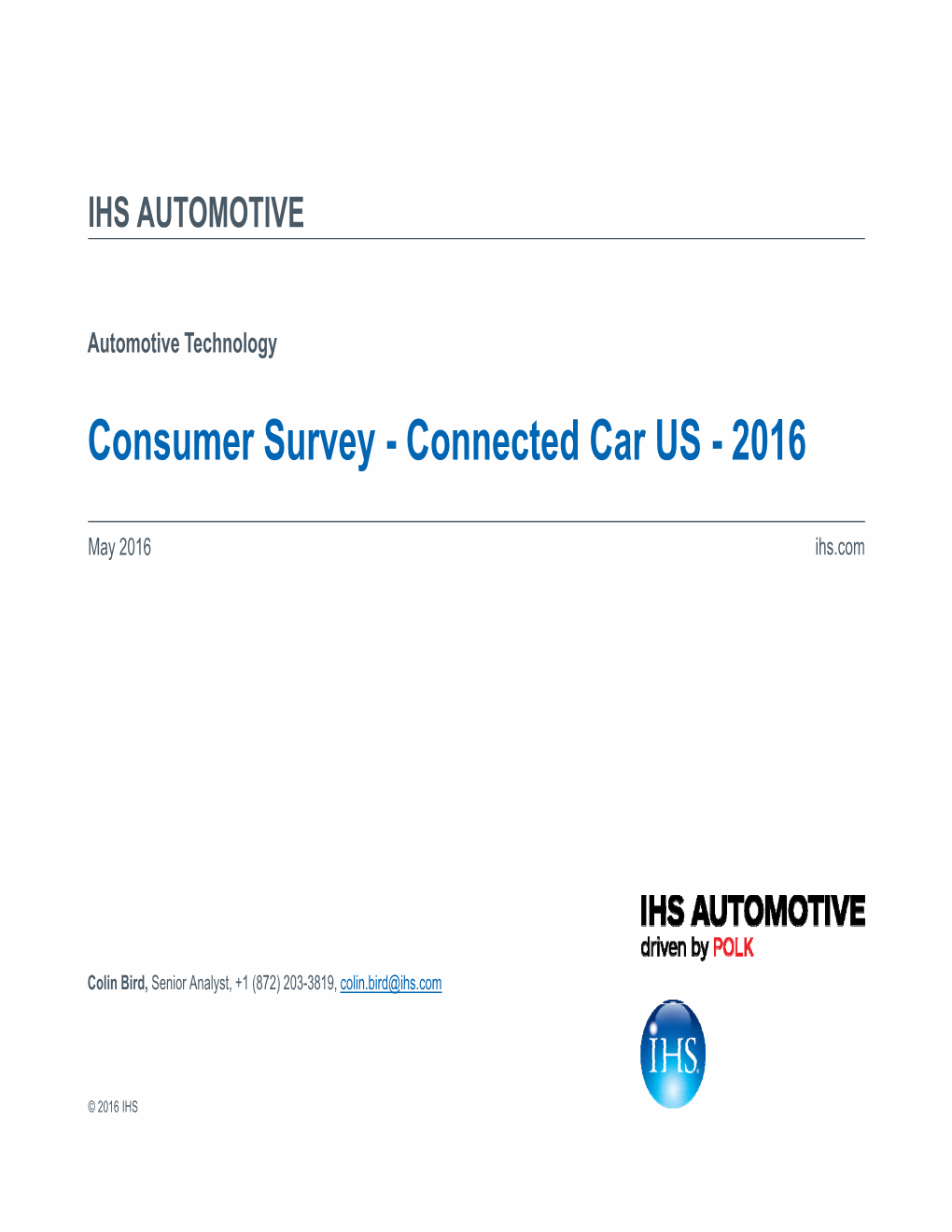 Consumer Survey - Connected Car US - 2016