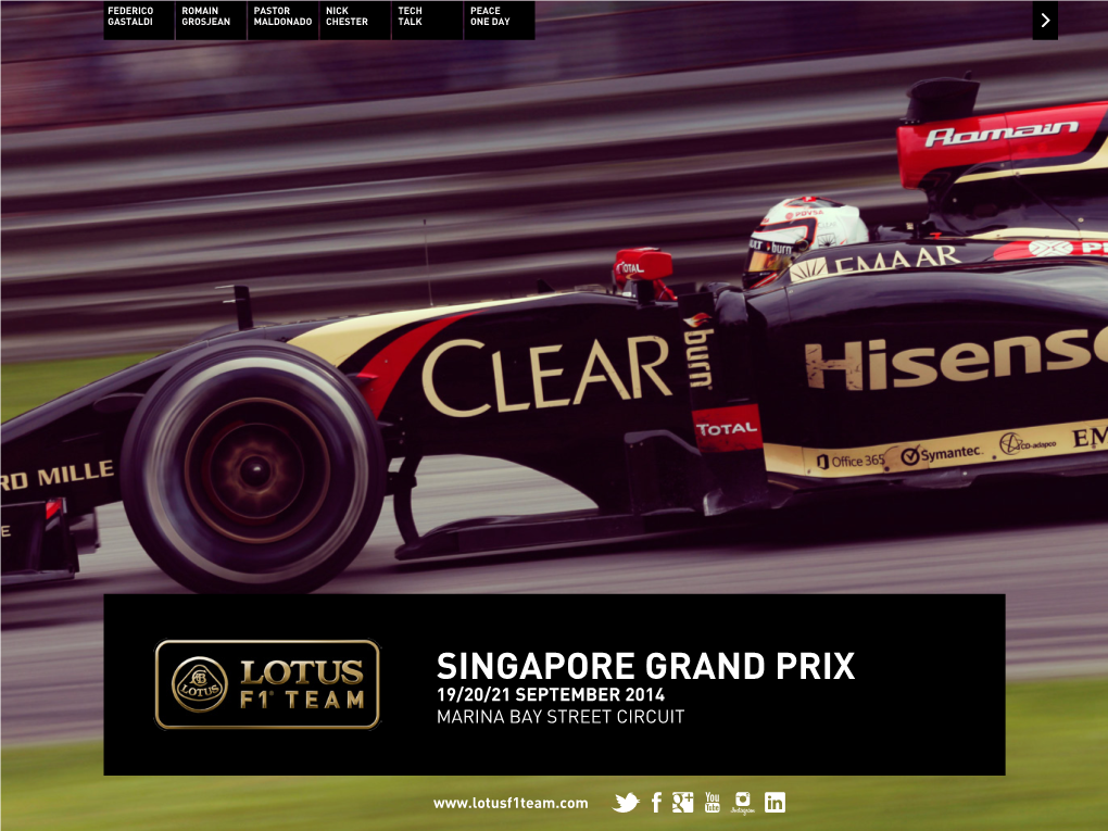 Singapore Grand Prix 19/20/21 September 2014 Marina Bay Street Circuit