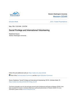 Social Privilege and International Volunteering