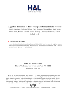 A Global Database of Holocene Paleotemperature Records