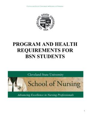 Program and Health Requirements for Bsn Students