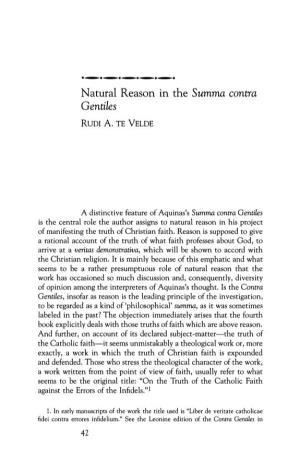 Natural Reason in the Summa Contra Gentiles