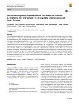 Salt Dissolution Potential Estimated from Two-Dimensional Vertical Thermohaline Flow and Transport Modeling Along a Transylvanian Salt Diapir, Romania