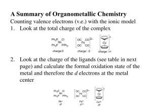 A Summary of Organometallic Chemistry Counting Valence Electrons (V.E.) with the Ionic Model 1
