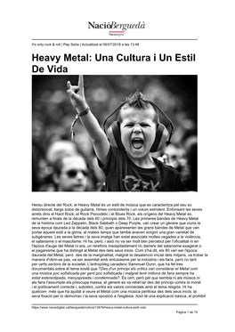 Heavy Metal: Una Cultura I Un Estil De Vida