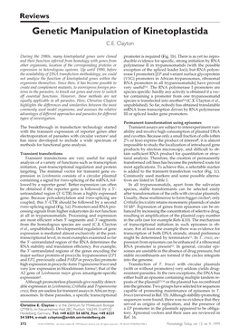 Genetic Manipulation of Kinetoplastida C.E