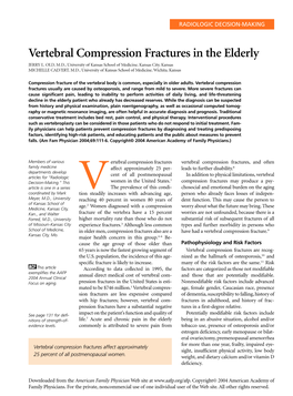 Vertebral Compression Fractures in the Elderly JERRY L