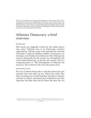 Athenian Democracy, a Ppublicationublication Ooff  E Stoa: a Consortium for Electronic Publication in the Humanities [