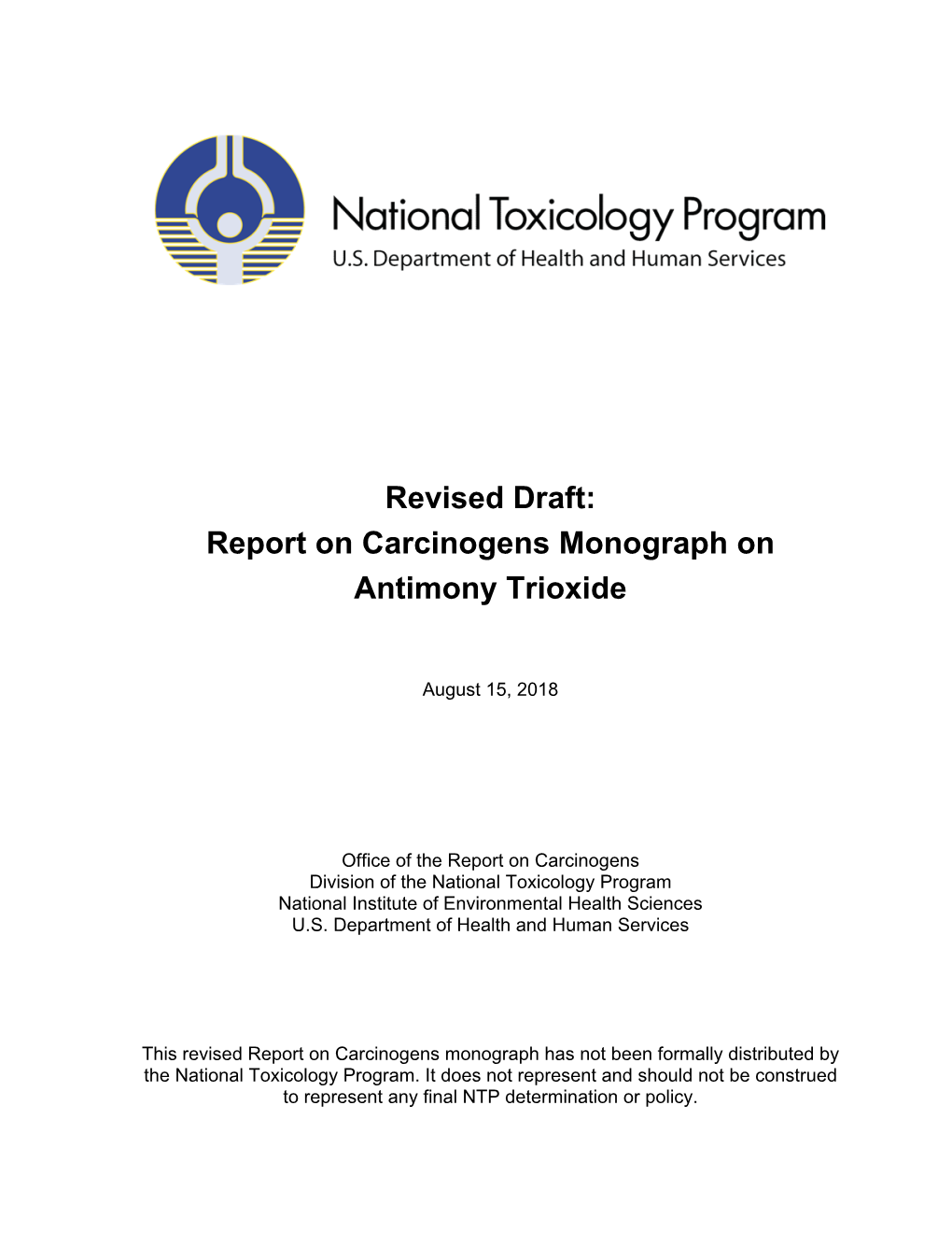 Revised Draft Report on Carcinogens Monograph on Antimony Trioxide