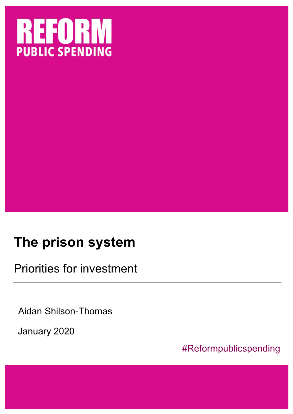 The Prison System: Priorities for Investment