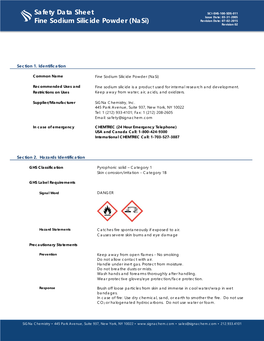 Safety Data Sheet Fine Sodium Silicide Powder (Nasi)