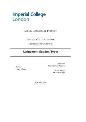 Refinement Session Types