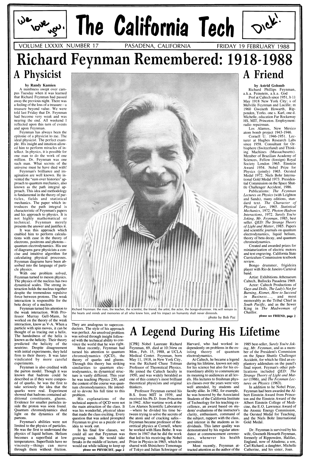 Richard Feynman Remembered: 1918-1988