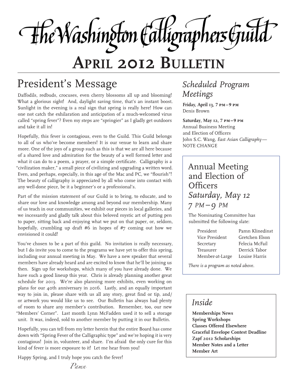 April 2012 Bulletin