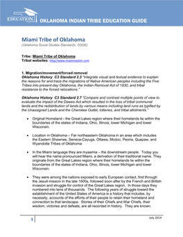 Miami Tribe of Oklahoma (Oklahoma Social Studies Standards, OSDE)