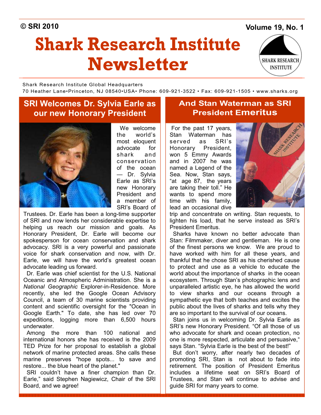 Shark Research Institute Newsletter