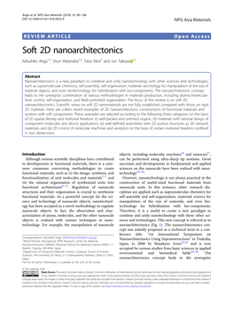 Soft 2D Nanoarchitectonics Katsuhiko Ariga1,2, Shun Watanabe2,3,Taizomori1 and Jun Takeya 1,2