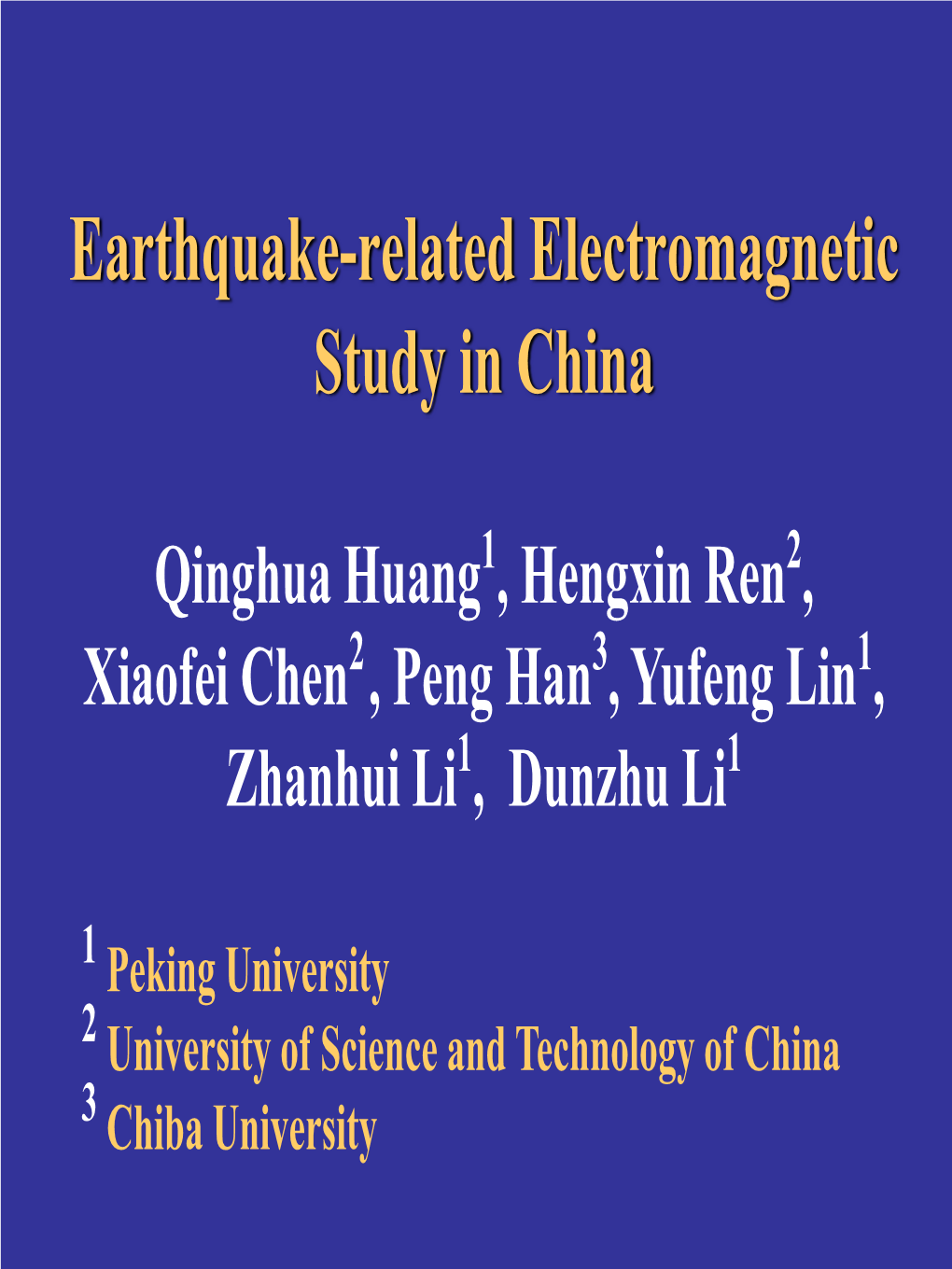 Earthquake-Related Electromagnetic Study in China