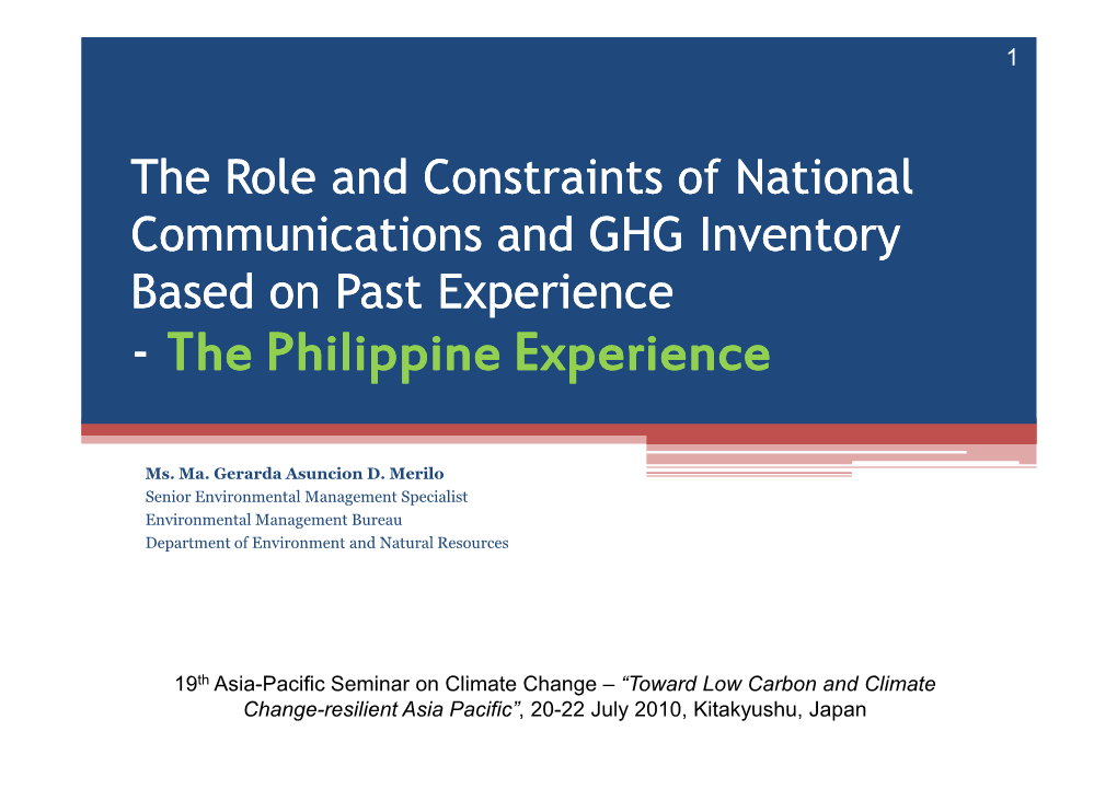 the Philippine Experienceexperiencethe