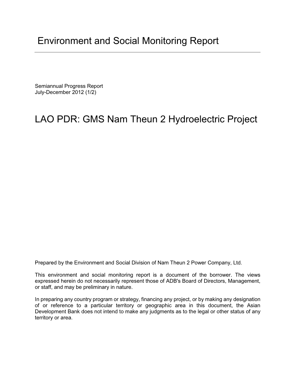 GMS Nam Theun 2 Hydroelectric Project