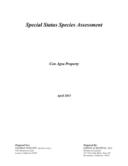 Special Status Species Assessment