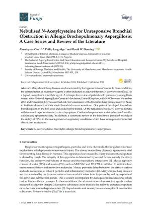 Nebulised N-Acetylcysteine for Unresponsive Bronchial Obstruction in Allergic Brochopulmonary Aspergillosis: a Case Series and Review of the Literature