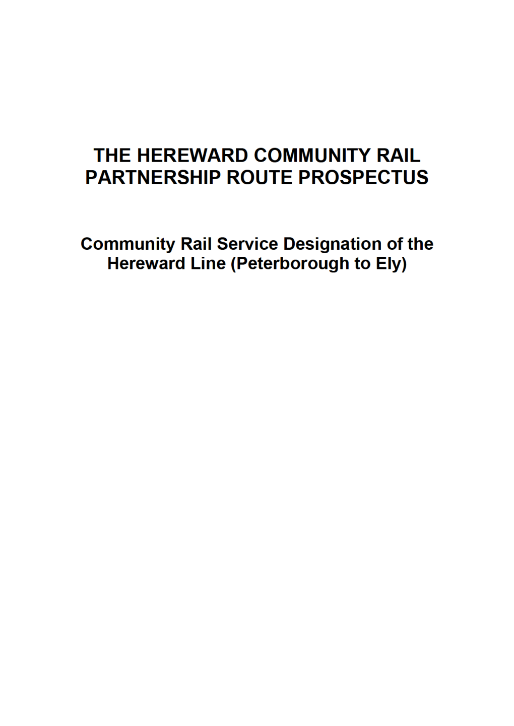 The Hereward Community Rail Partnership Route Prospectus