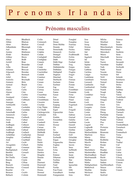 Liste Des Prénoms Irlandais