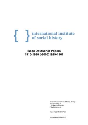 Isaac Deutscher Papers 1915-1990 (-2006)1929-1967