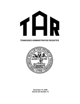 Tennessee Administrative Register (TAR) December 2000