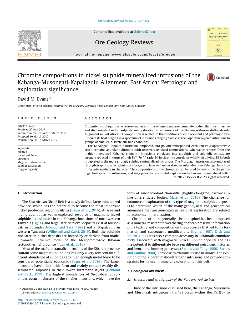 Chromite Compositions in Nickel Sulphide Mineralized Intrusions of the Kabanga-Musongati-Kapalagulu Alignment, East Africa: Petr
