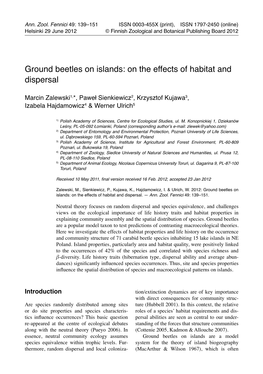 Ground Beetles on Islands: on the Effects of Habitat and Dispersal