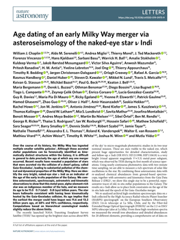 Age Dating of an Early Milky Way Merger Via Asteroseismology of the Naked-Eye Star Ν Indi William J
