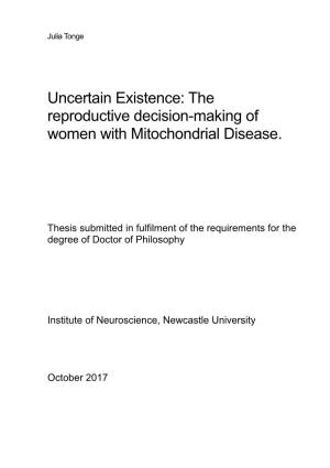 The Reproductive Decision-Making of Women with Mitochondrial Disease