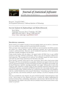 Survival Analysis for Epidemiologic and Medical Research Steve Selvin Cambridge University Press, Cambridge, UK, 2008