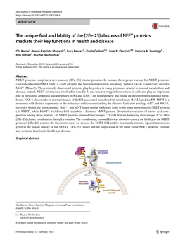 The Unique Fold and Lability of the [2Fe-2S] Clusters of NEET Proteins