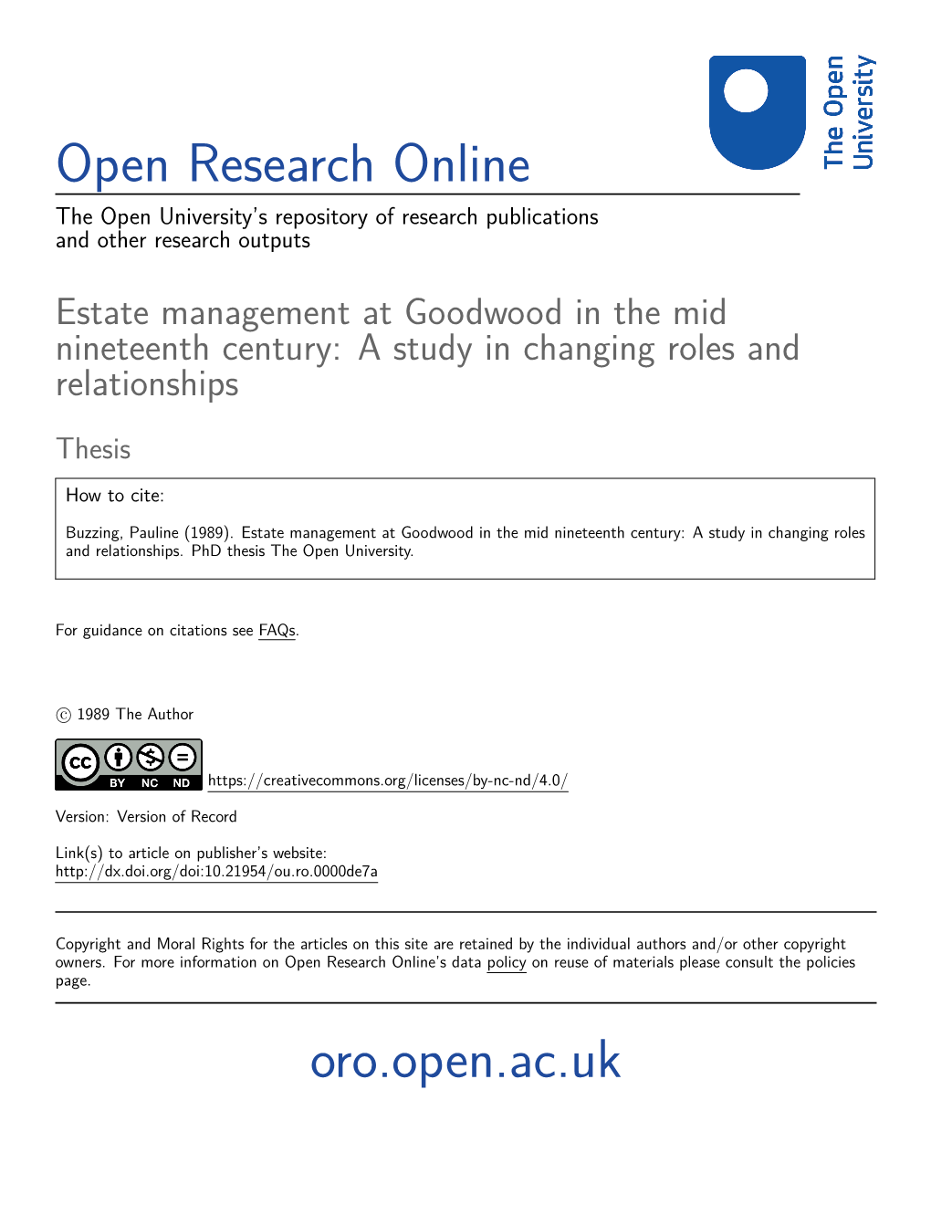 Estate Management at Goodwood in the Mid Nineteenth Century: a Study in Changing Roles and Relationships