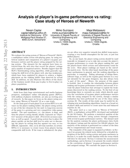 Analysis of Player's In-Game Performance Vs Rating: Case Study