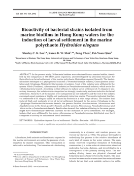 Bioactivity of Bacterial Strains Isolated from Marine Biofilms in Hong Kong Waters for the Induction of Larval Settlement in the Marine Polychaete Hydroides Elegans