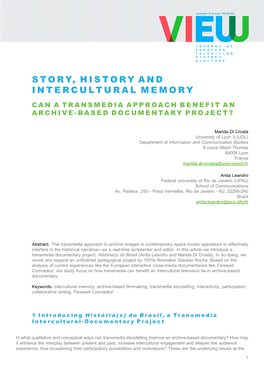 Story, History and Intercultural Memory